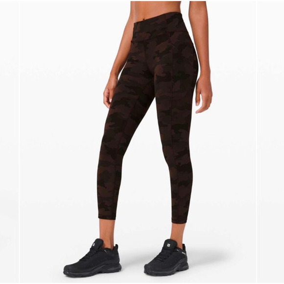 Lululemon Invigorate High Rise Tight 25" Camo Brown Earth Size 6 Everlux - Picture 7 of 9